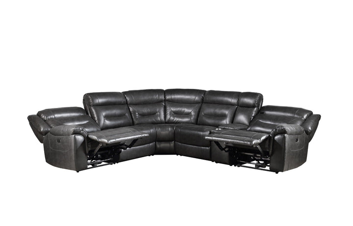 ACME Imogen Gray Leather-Aire Sectional Sofa Model 54810 - MONAVILLA