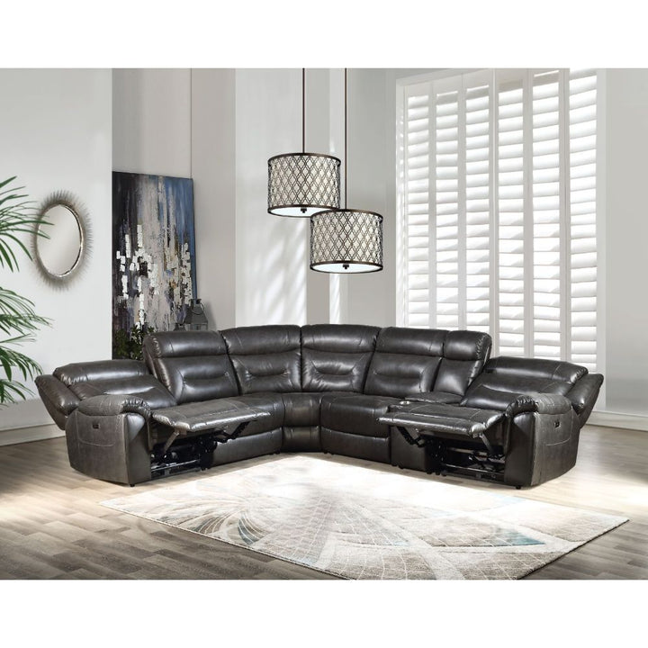 ACME Imogen Gray Leather-Aire Sectional Sofa Model 54810 - MONAVILLA