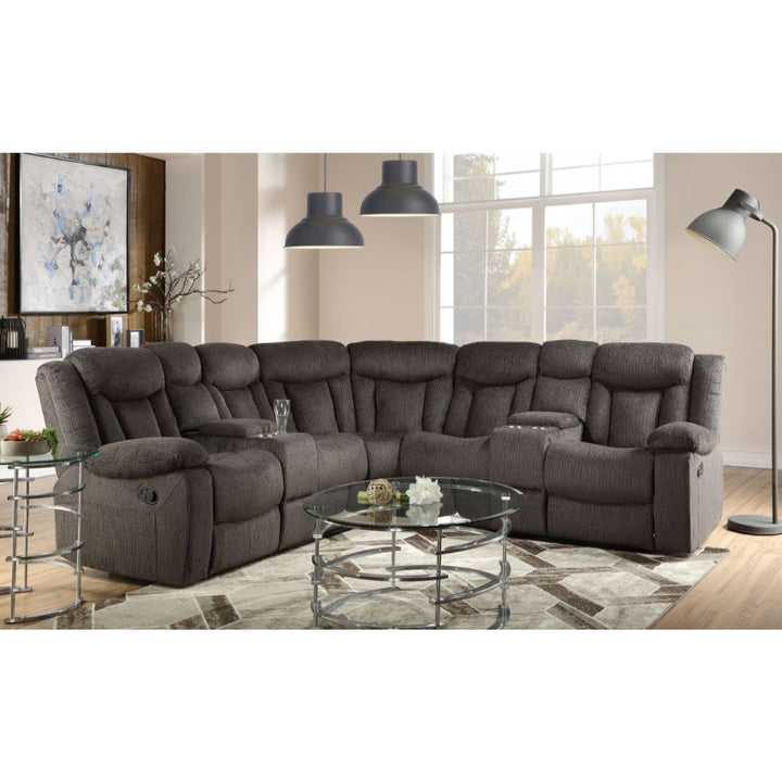 ACME Rylan Dark Brown Fabric Sectional Sofa Model 54965 - MONAVILLA