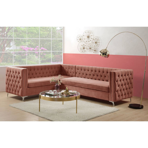 ACME Rhett Coral Velvet Sectional Sofa Model 55505 - MONAVILLA