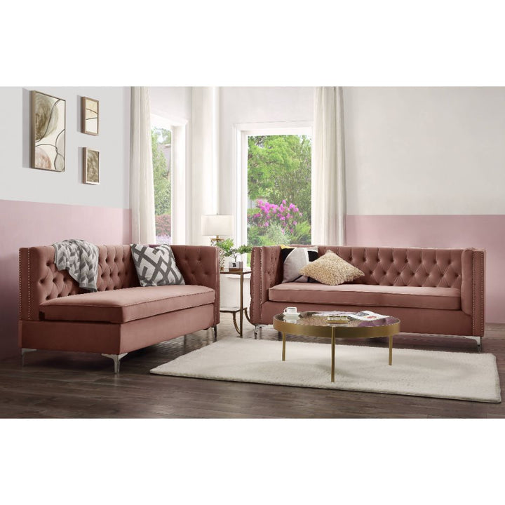 ACME Rhett Coral Velvet Sectional Sofa Model 55505 - MONAVILLA