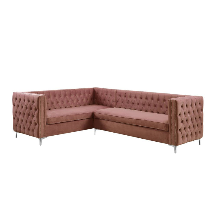 ACME Rhett Coral Velvet Sectional Sofa Model 55505 - MONAVILLA