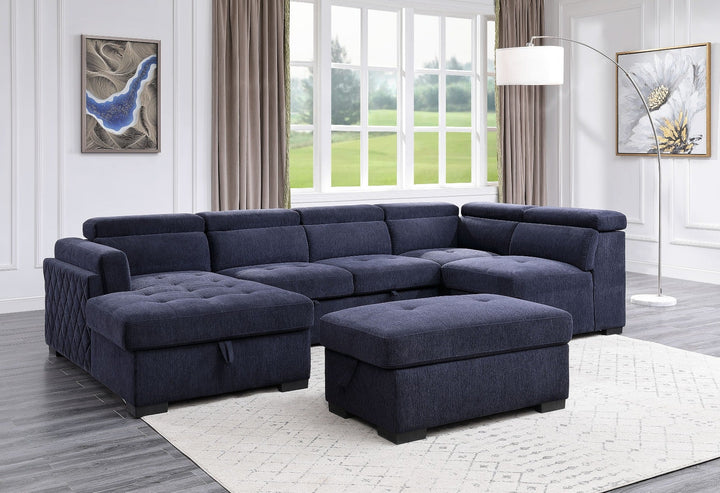 ACME Nekoda Navy Blue Fabric Sectional Sofa Model 55520 - MONAVILLA