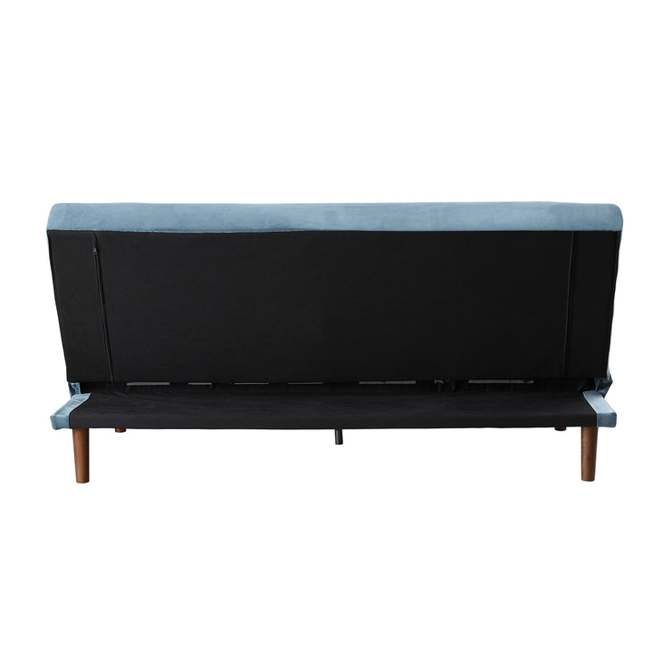 ACME Yolandi Teal Velvet & Dark Walnut Finish Futon Model 57202 - MONAVILLA