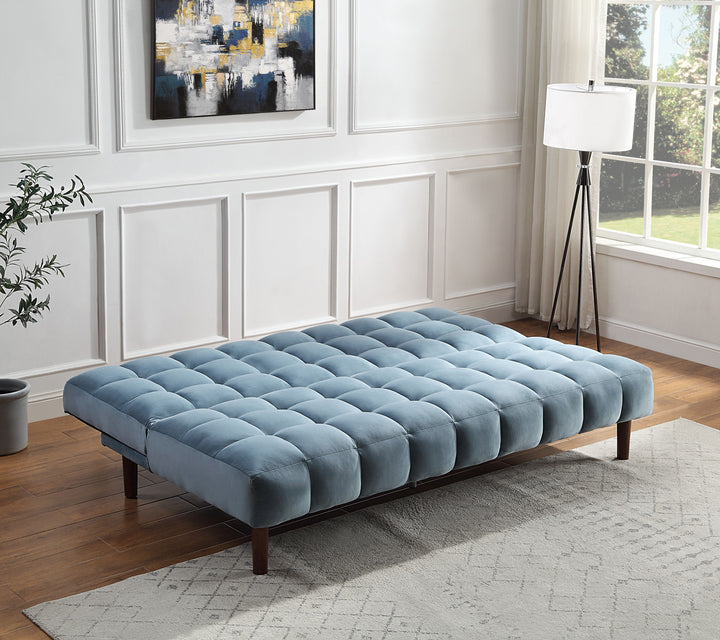 ACME Yolandi Teal Velvet & Dark Walnut Finish Futon Model 57202 - MONAVILLA