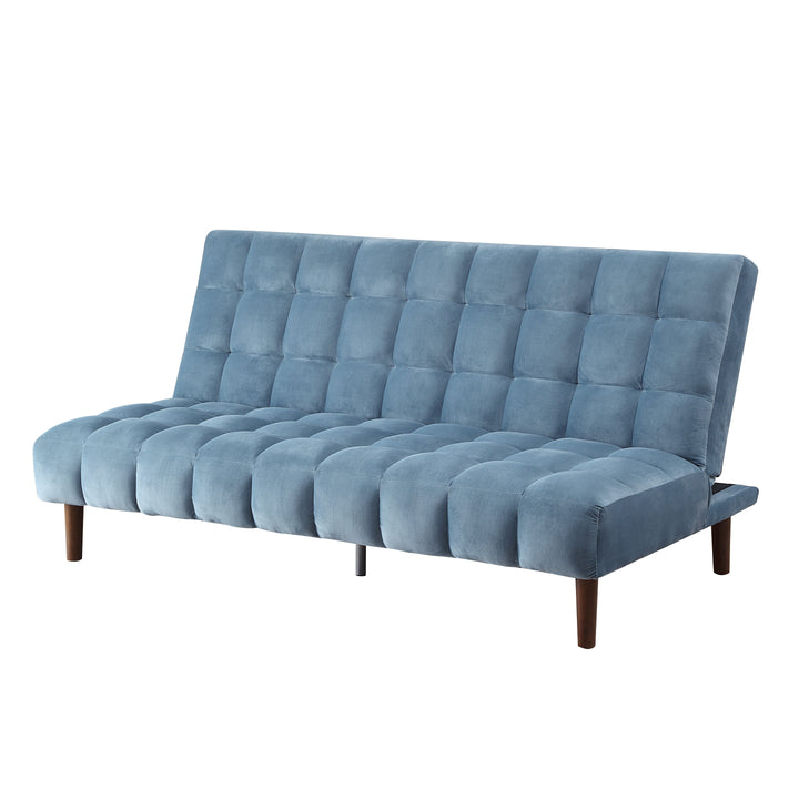 ACME Yolandi Teal Velvet & Dark Walnut Finish Futon Model 57202 - MONAVILLA