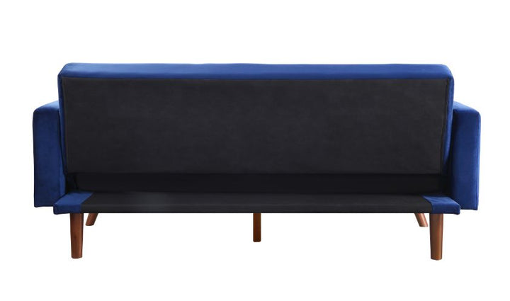 ACME Tanitha Blue Velvet & Natural Finish Futon Model 57205 - MONAVILLA