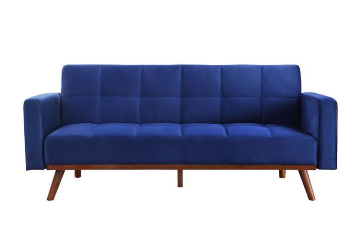 ACME Tanitha Blue Velvet & Natural Finish Futon Model 57205 - MONAVILLA