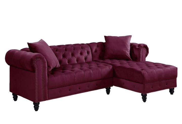 ACME Adnelis Red Velvet Sectional Sofa Model 57315 - MONAVILLA