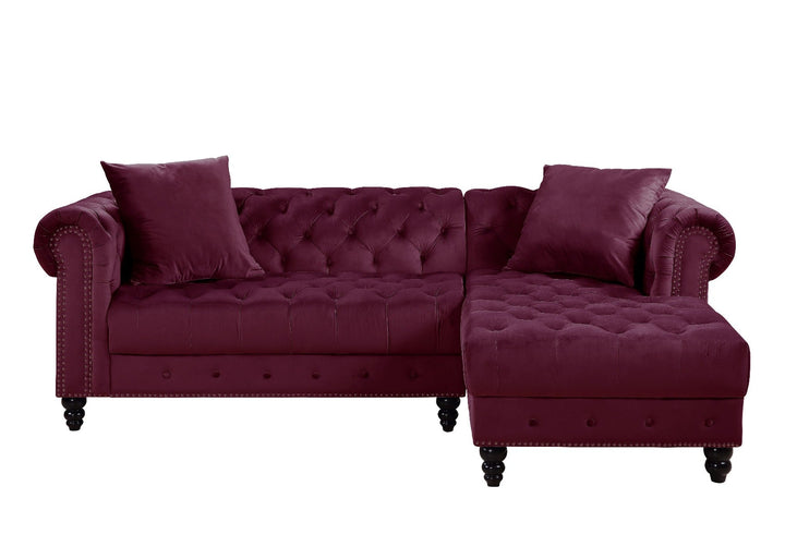 ACME Adnelis Red Velvet Sectional Sofa Model 57315 - MONAVILLA