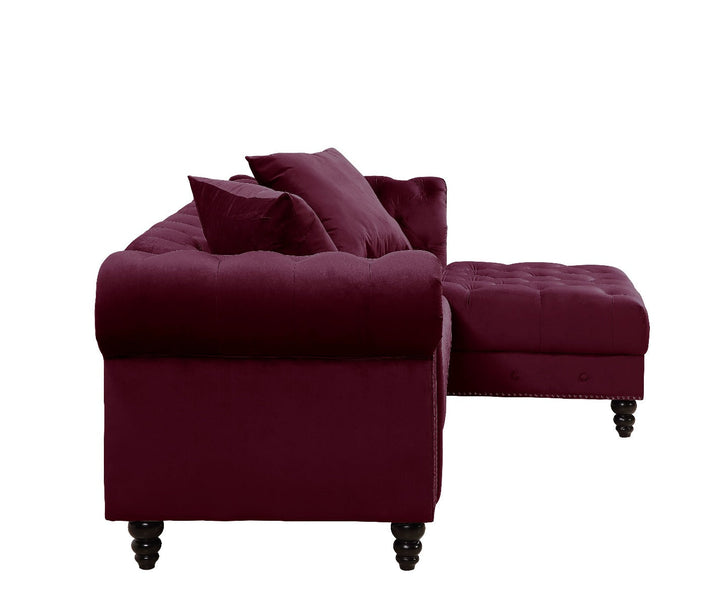 ACME Adnelis Red Velvet Sectional Sofa Model 57315 - MONAVILLA