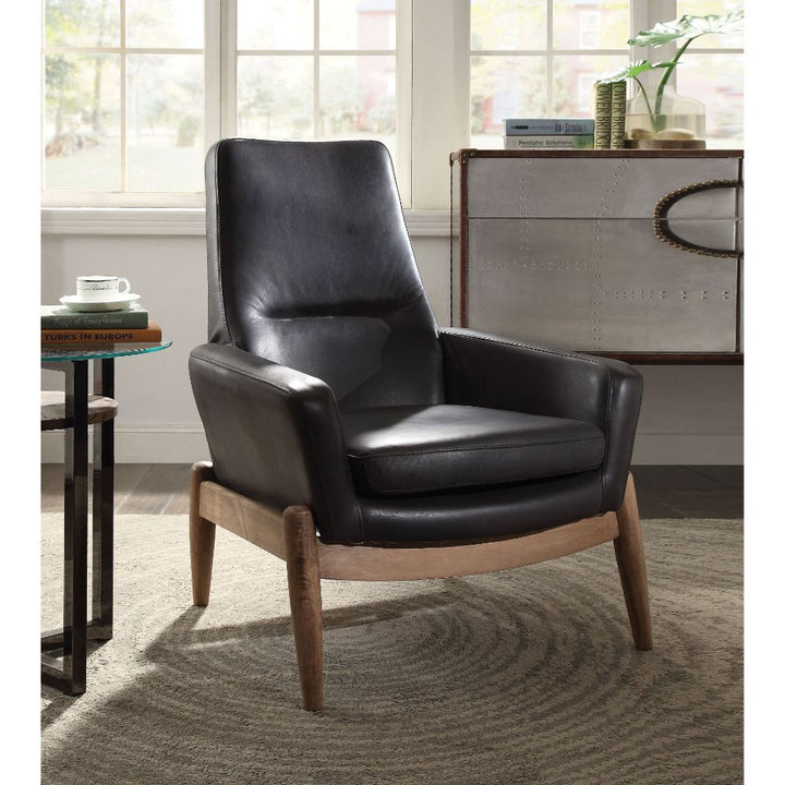 ACME Dolphin Black Top Grain Leather Accent Chair Model 59533 - MONAVILLA