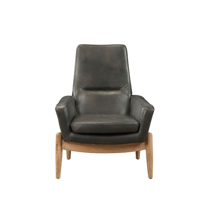 ACME Dolphin Black Top Grain Leather Accent Chair Model 59533 - MONAVILLA