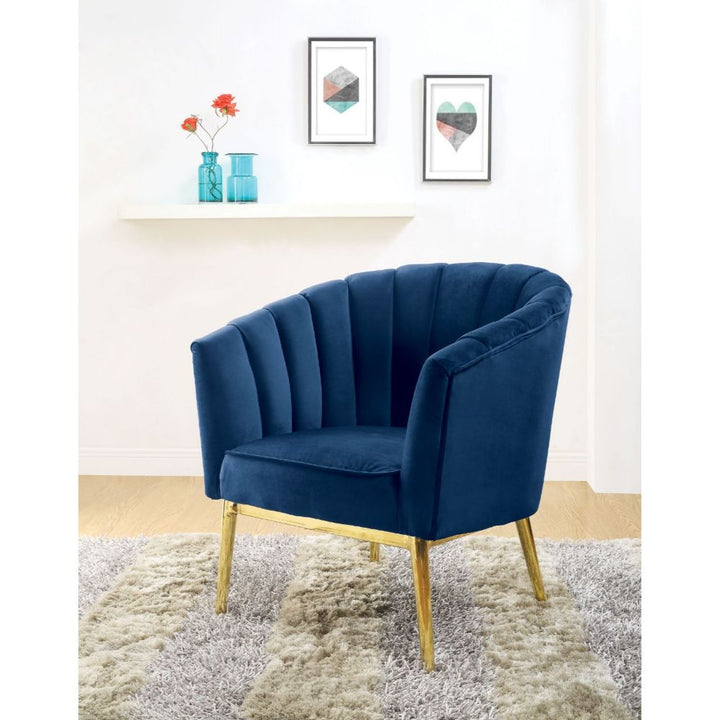 ACME Colla Midnight Blue Velvet & Gold Accent Chair Model 59815 - MONAVILLA