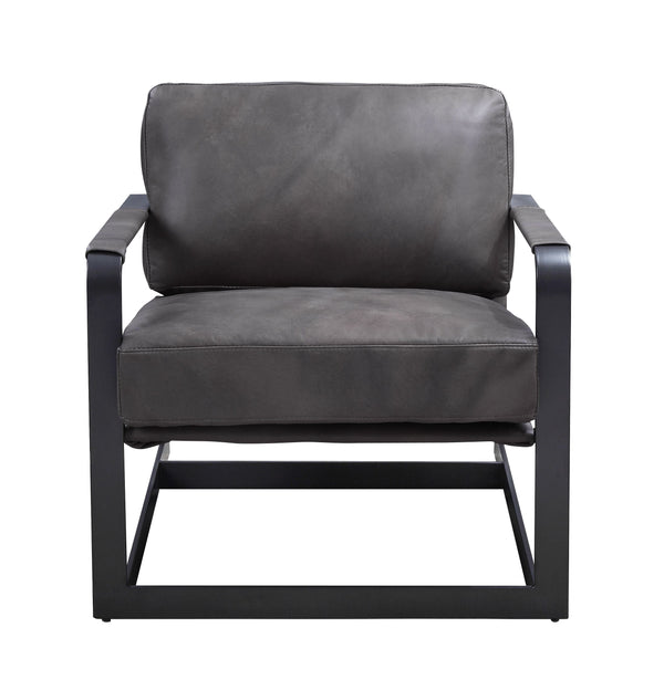 ACME Locnos Gray Top Grain Leather & Black Finish Accent Chair Model 59944 - MONAVILLA