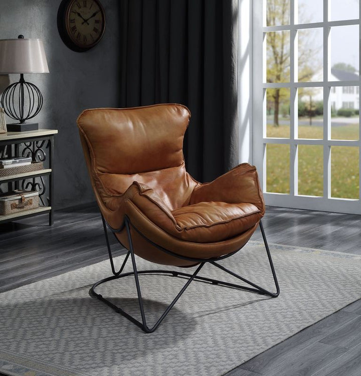 ACME Thurshan Aperol Top Grain Leather & Black Finish Accent Chair Model 59945 - MONAVILLA