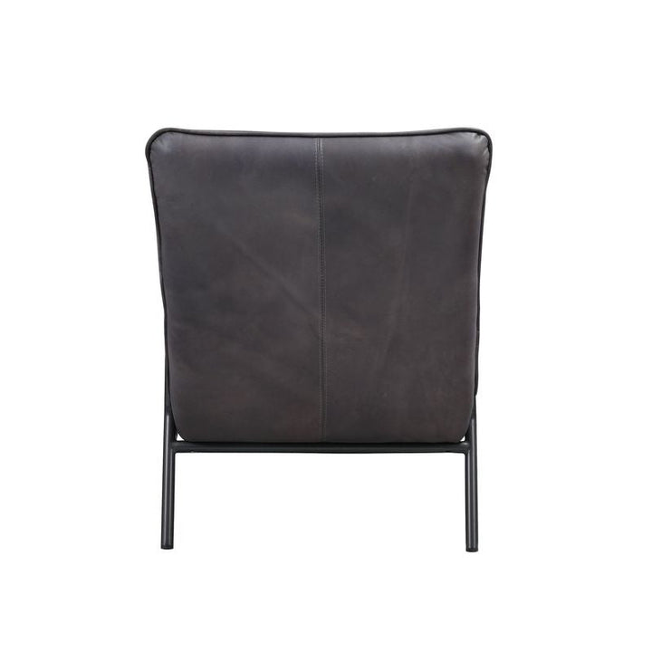 ACME Nignu Gray Top Grain Leather & Matt Iron Finish Accent Chair Model 59950 - MONAVILLA