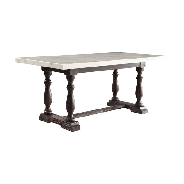 ACME Gerardo White Marble & Weathered Espresso Dining Table Model 60820 - MONAVILLA