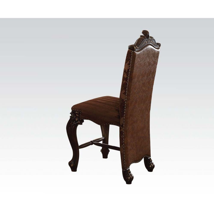 ACME Versailles 2-Tone Light Brown PU/Fabric & Cherry Oak Counter Height Chair Model 61157 - MONAVILLA