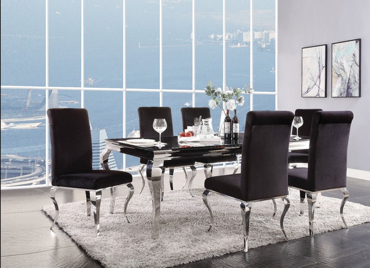 ACME Fabiola Stainless Steel & Black Glass Dining Table Model 62070 - MONAVILLA