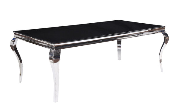 ACME Fabiola Stainless Steel & Black Glass Dining Table Model 62070 - MONAVILLA