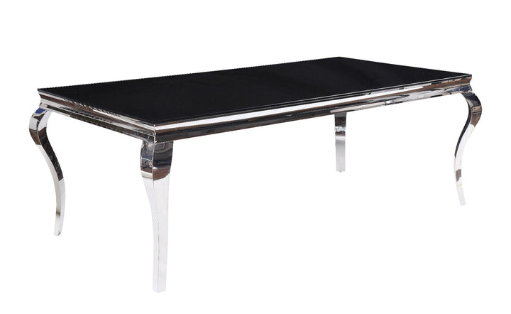 ACME Fabiola Stainless Steel & Black Glass Dining Table Model 62070 - MONAVILLA