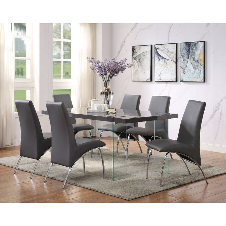 ACME Noland Gray High Gloss & Clear Glass Dining Table Model 72190 - MONAVILLA