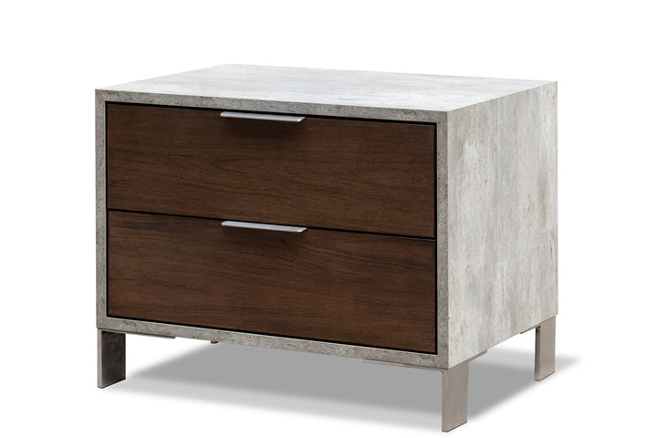 Nova Domus Conner Modern Dark Walnut & Faux Concrete Nightstand - MONAVILLA