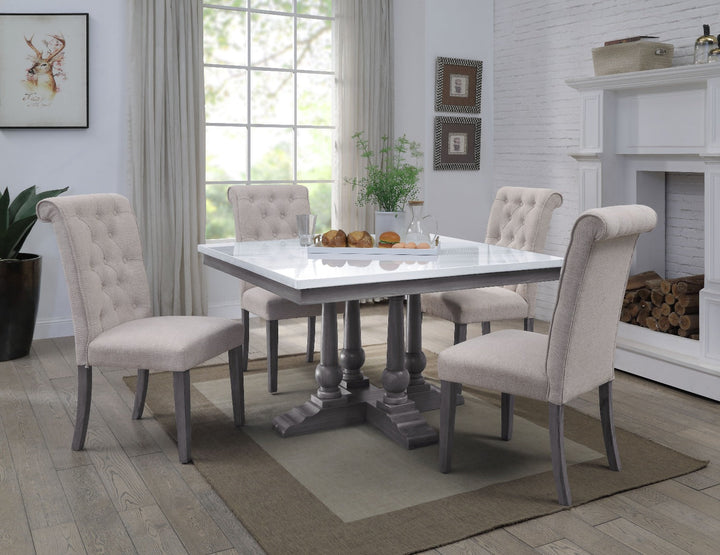 ACME Yabeina Marble Top & Gray Oak Finish Dining Table Model 73270 - MONAVILLA