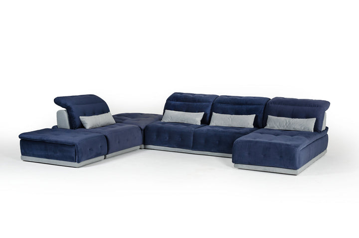 David Ferrari Daiquiri Italian Modern Blue & Grey Modular Sectional Sofa - MONAVILLA