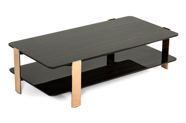 Modrest Leroy Modern Ebony & Rosegold Coffee Table - MONAVILLA