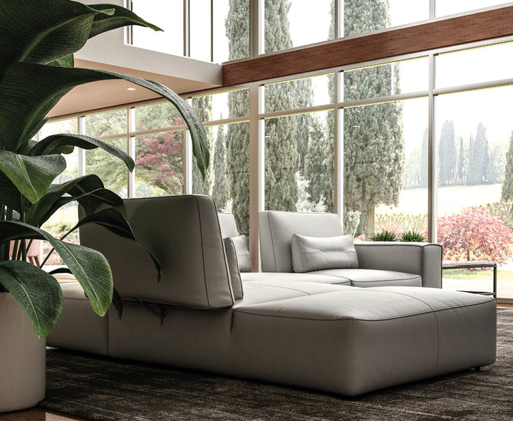 Accenti Italia Enjoy Italian Modern Light Grey Leather Left Facing Sectional Sofa - MONAVILLA