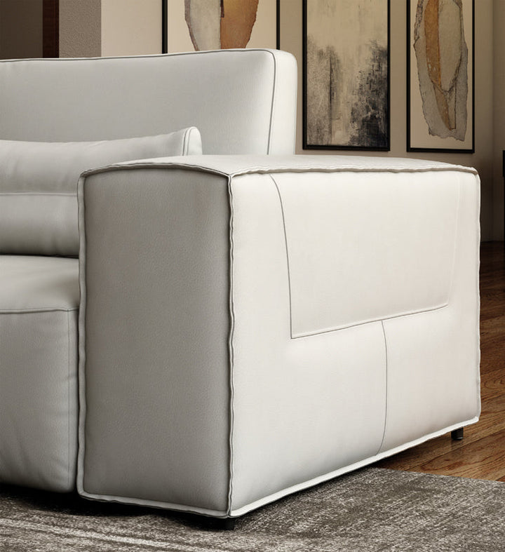 Accenti Italia Enjoy Italian Modern Light Grey Leather Left Facing Sectional Sofa - MONAVILLA