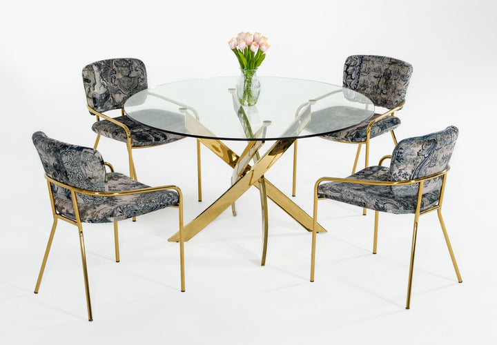 Modrest Pyrite Modern Round Glass Dining Table - MONAVILLA