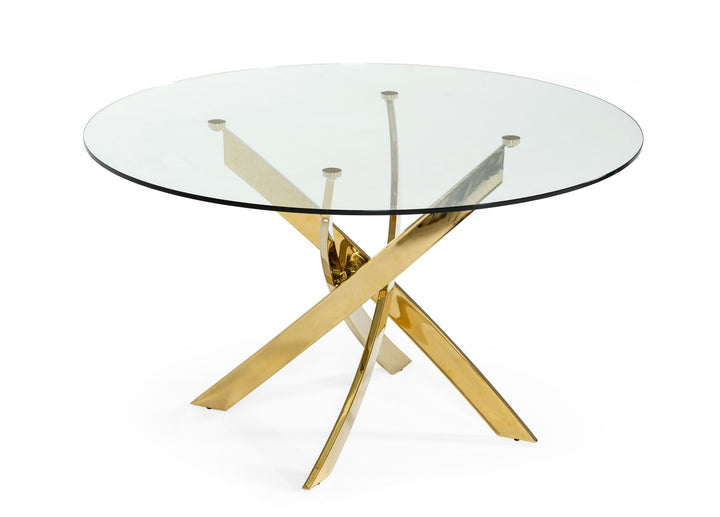 Modrest Pyrite Modern Round Glass Dining Table - MONAVILLA