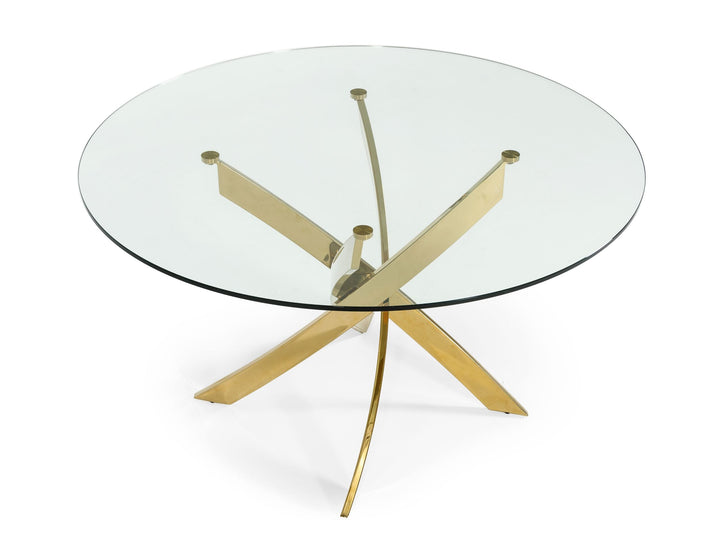 Modrest Pyrite Modern Round Glass Dining Table - MONAVILLA