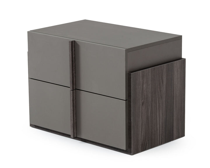 Nova Domus Lucia Italian Modern Elm and Matte Grey Nightstand - MONAVILLA