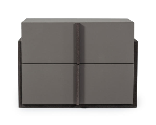 Nova Domus Lucia Italian Modern Elm and Matte Grey Nightstand - MONAVILLA