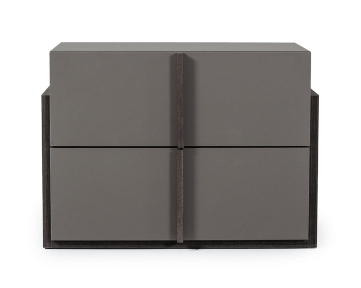 Nova Domus Lucia Italian Modern Elm and Matte Grey Nightstand - MONAVILLA