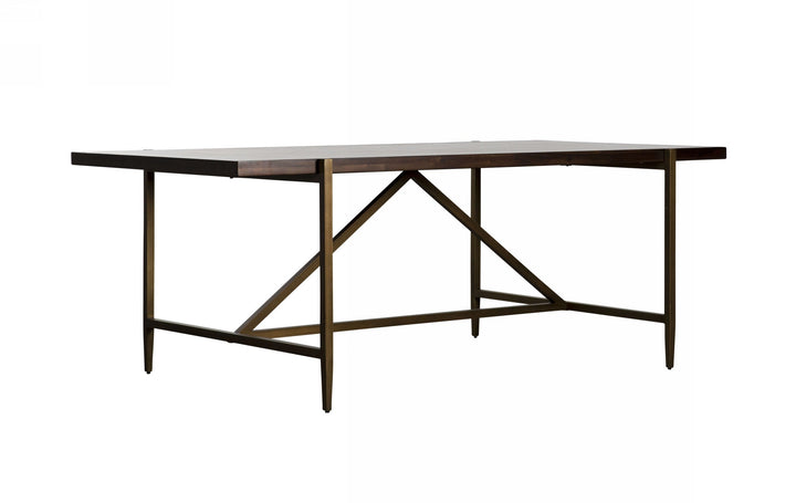 Modrest Shane Modern Acacia & Brass Dining Table - MONAVILLA