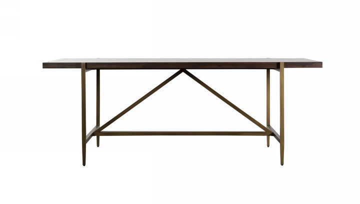 Modrest Shane Modern Acacia & Brass Dining Table - MONAVILLA