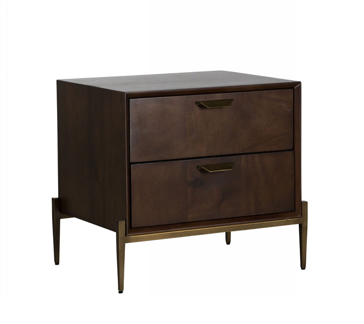 Modrest Shane Modern Acacia & Brass Nightstand - MONAVILLA