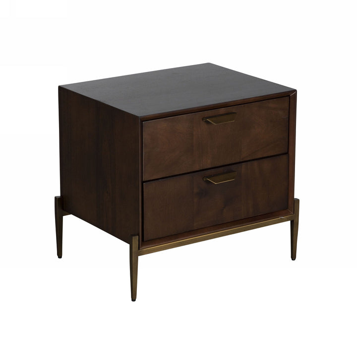 Modrest Shane Modern Acacia & Brass Nightstand - MONAVILLA