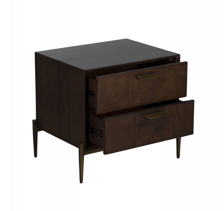 Modrest Shane Modern Acacia & Brass Nightstand - MONAVILLA