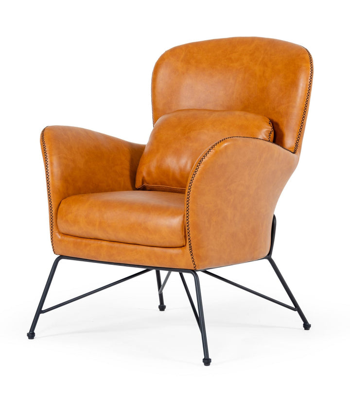 Modrest Kirk Modern Brown Eco Leather Accent Chair - MONAVILLA