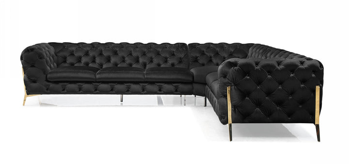 Divani Casa Sheila Modern Black Velvet Sectional Sofa - MONAVILLA