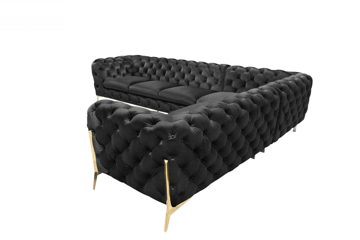 Divani Casa Sheila Modern Black Velvet Sectional Sofa - MONAVILLA