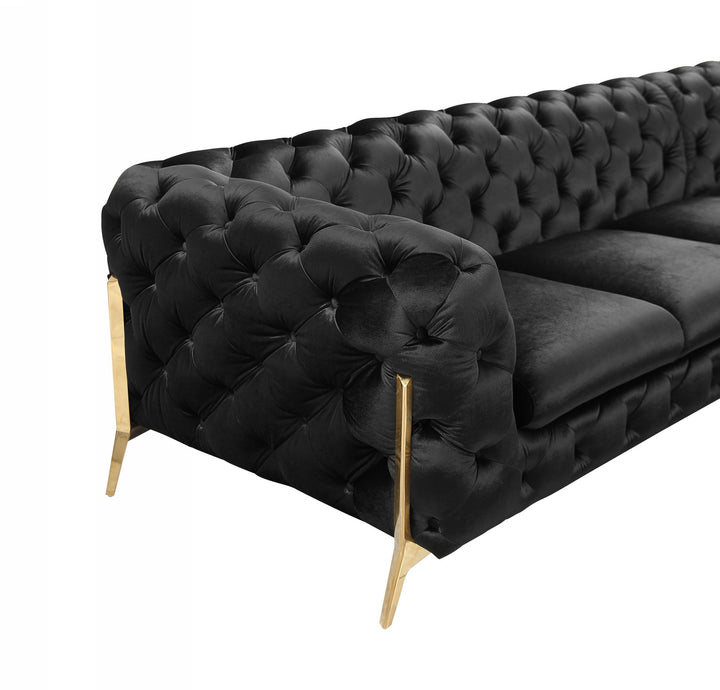 Divani Casa Sheila Modern Black Velvet Sectional Sofa - MONAVILLA