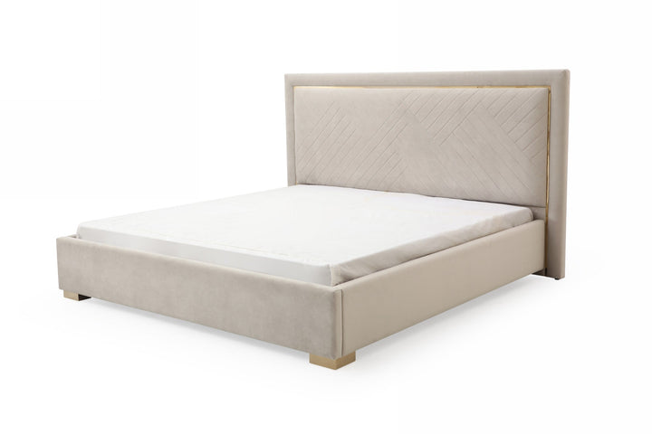 Modrest Corrico Modern Off White and Champagne Gold Bedroom Set - MONAVILLA