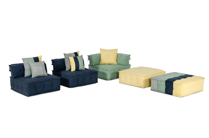 Divani Casa Dubai Modern Multicolored Fabric Modular Sectional Sofa - MONAVILLA